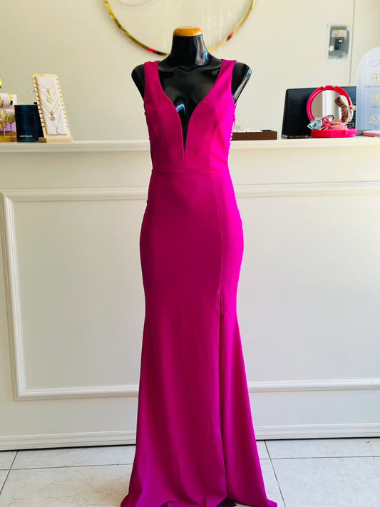 Vestido rosa/ espalda brillos