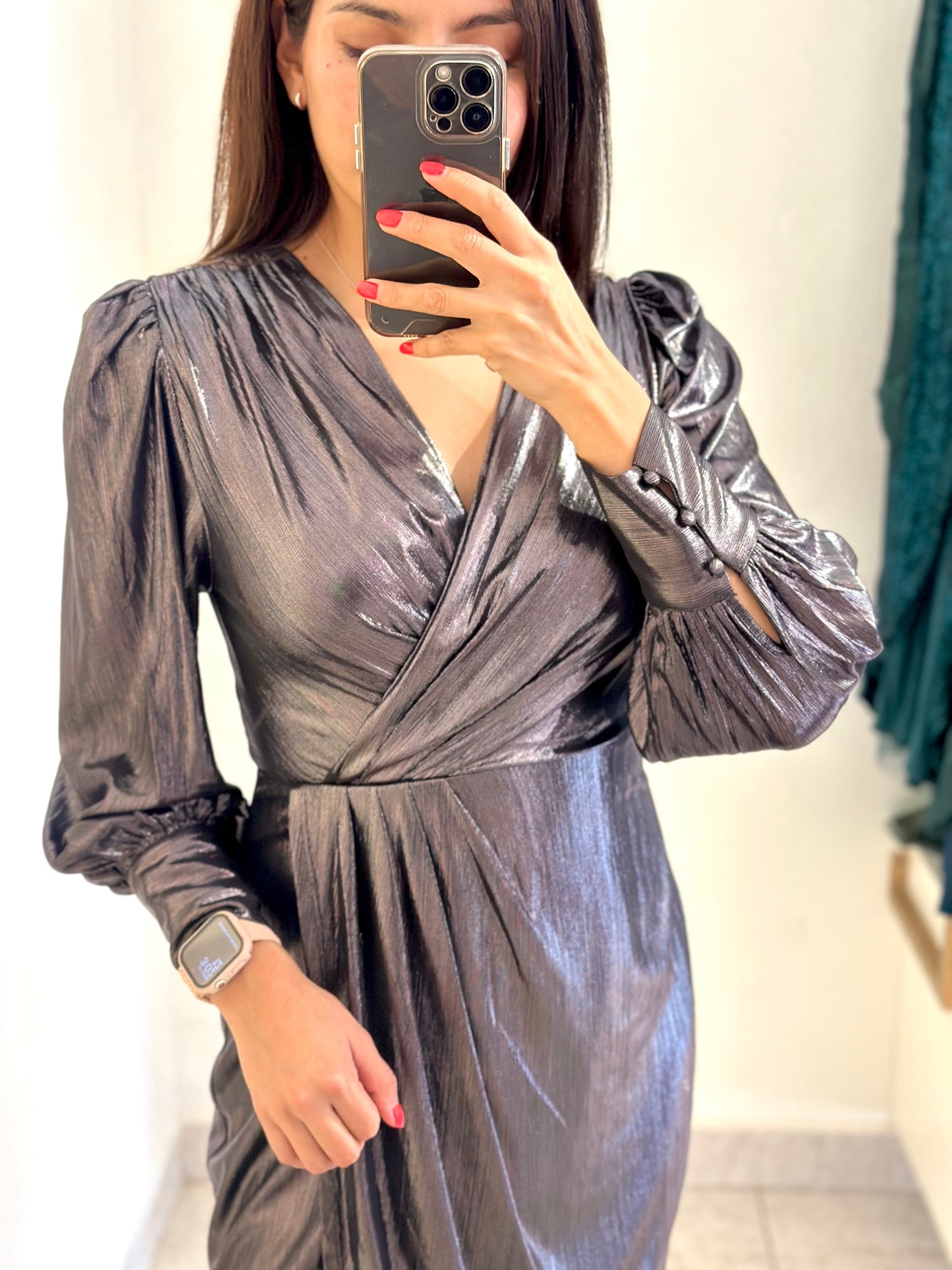 Vestido midi metálico