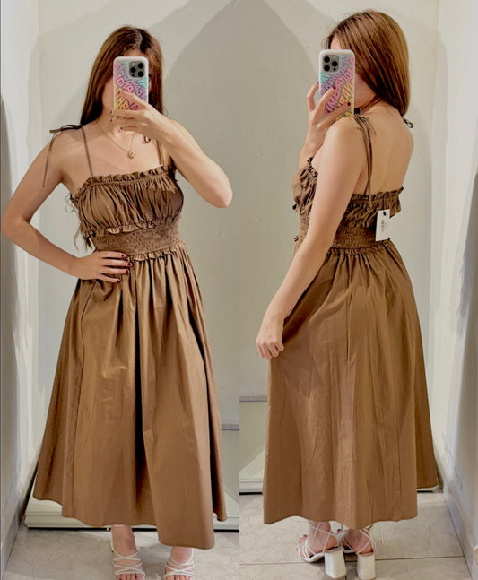 Vestido café tirantes
