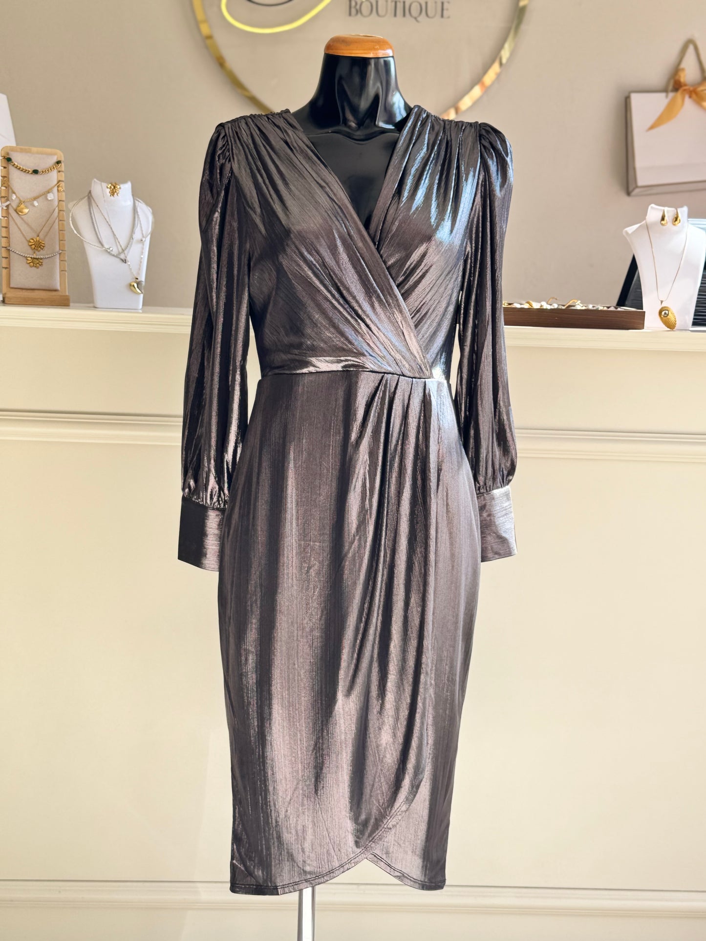 Vestido midi metálico