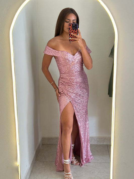 Vestido lentejuela rosa