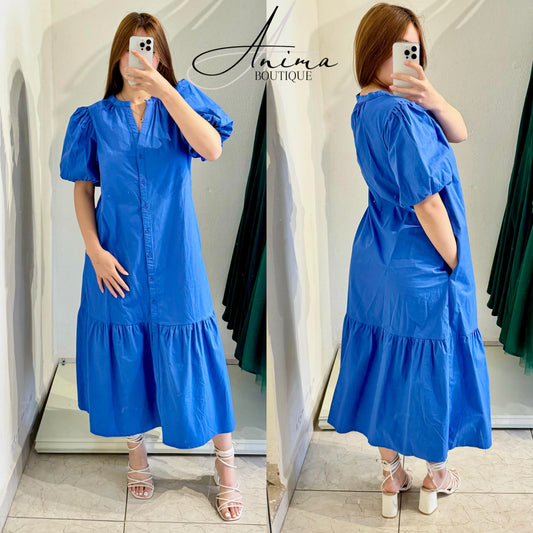 Vestido camisero azul rey