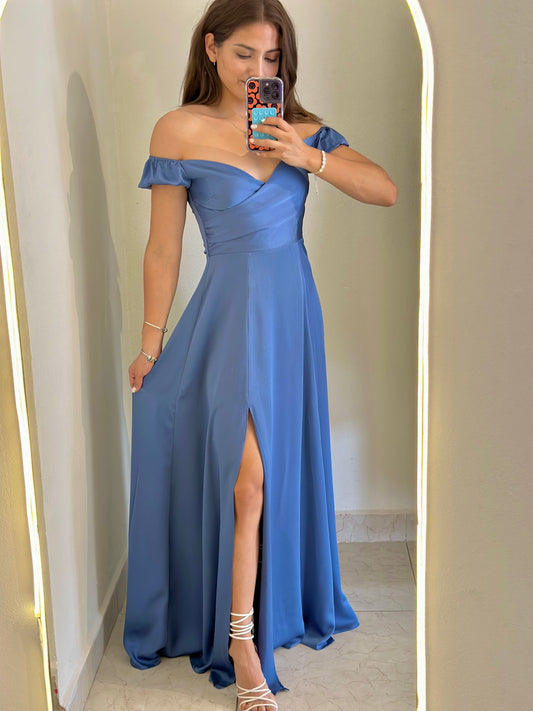 Vestido azul cielo satin