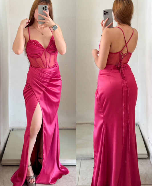 Vestido rosa corset
