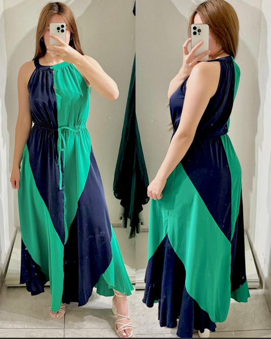 Vestidos Tono azul marino y verde