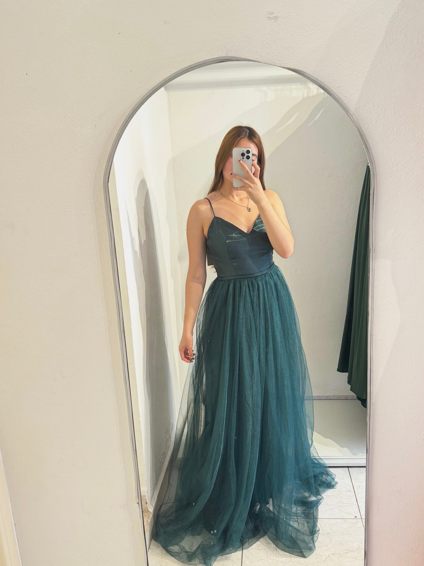 Vestido verde esmeralda tul