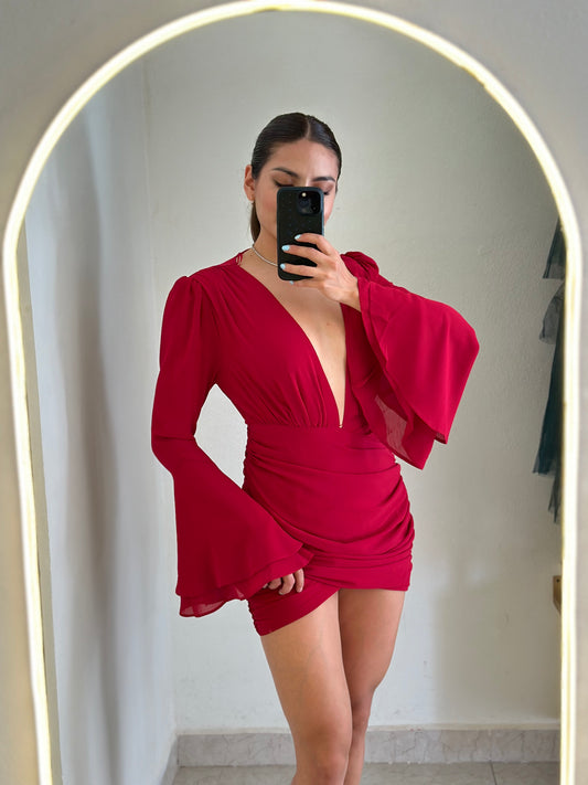 Vestido mangas campana
