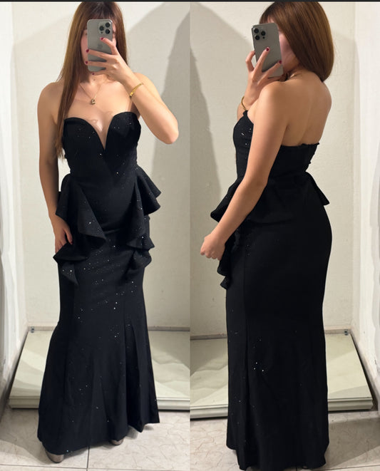Vestido negro brillos