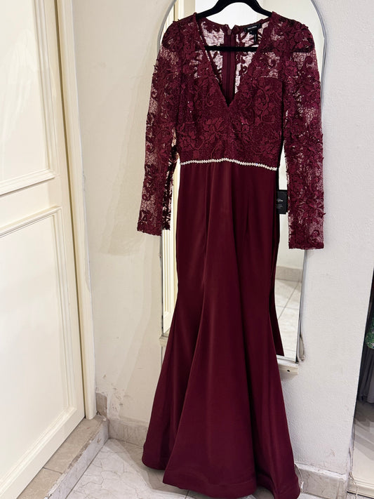 Vestido vino manga larga
