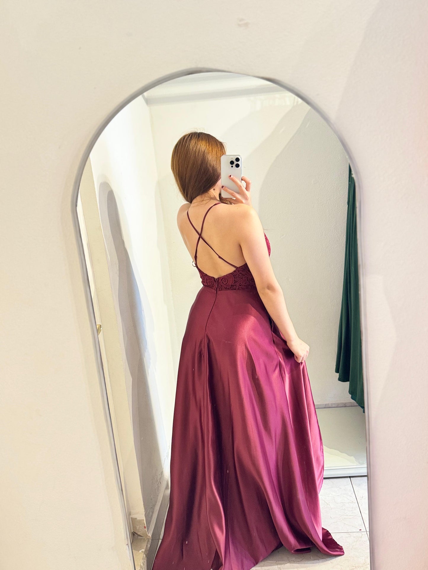 Vestido vino satin