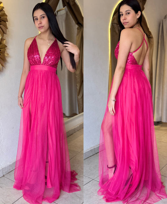 Vestido tul rosa