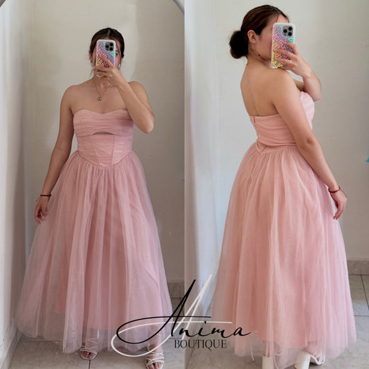 Vestido rosa tul