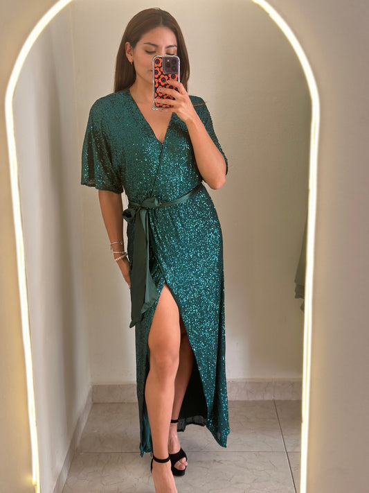 Vestido lentejuelas verde