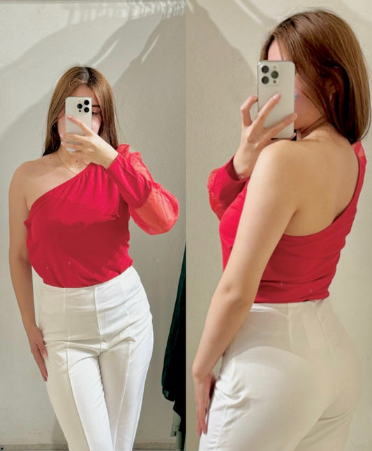 Blusa roja una manga