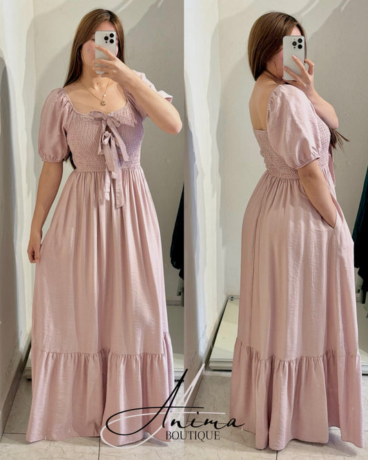 Vestido rosa moños