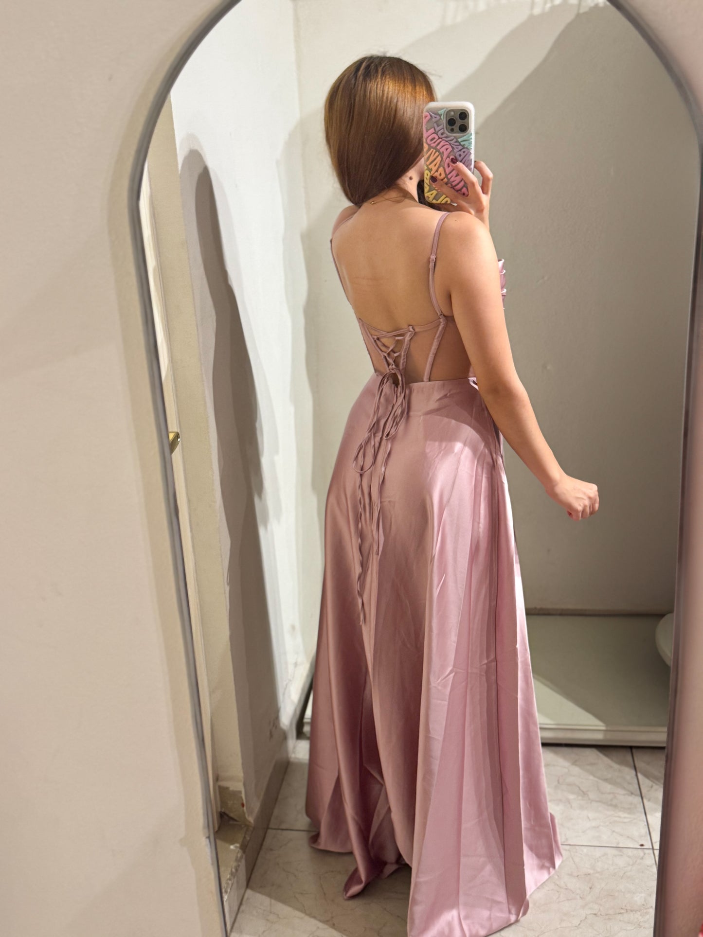 Vestido satin rosa