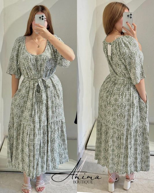 Vestido flores verde