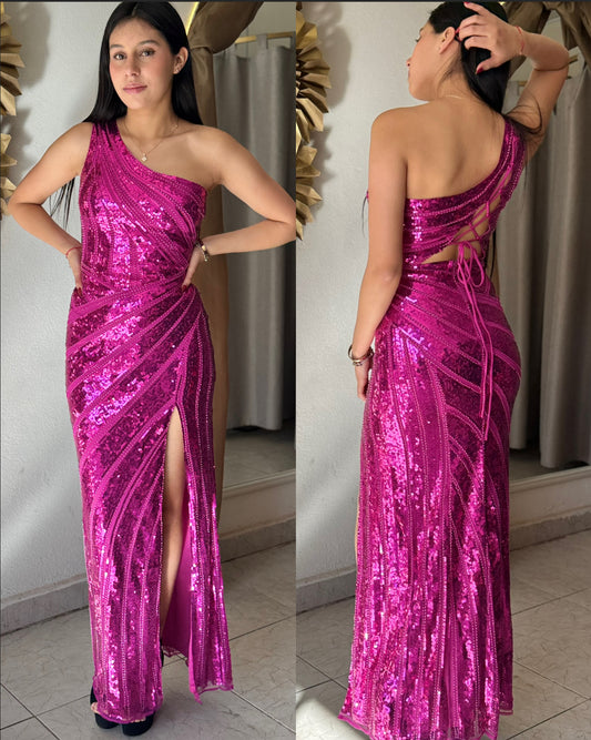 Vestido lentejuelas rosa