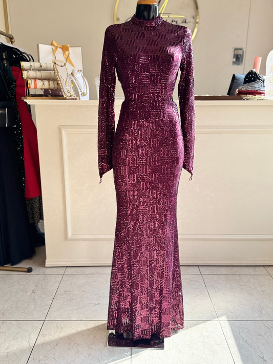 Vestido vino lentejuela