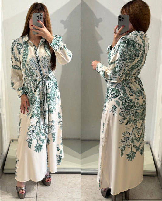 Vestido estampado verde