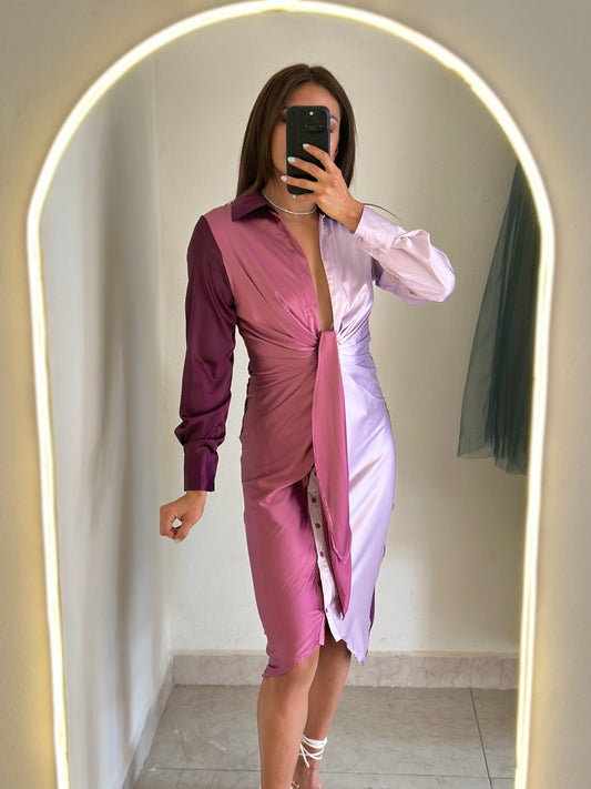 Vestido midi tonos morado