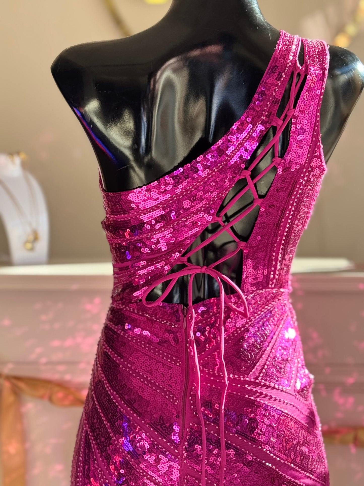 Vestido lentejuelas rosa