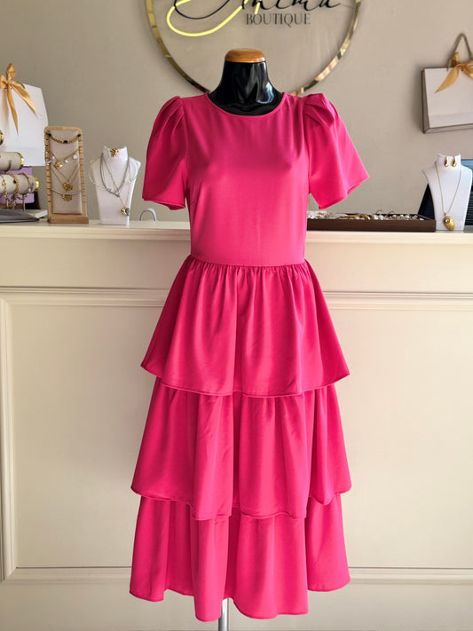 Vestido rosa olanes