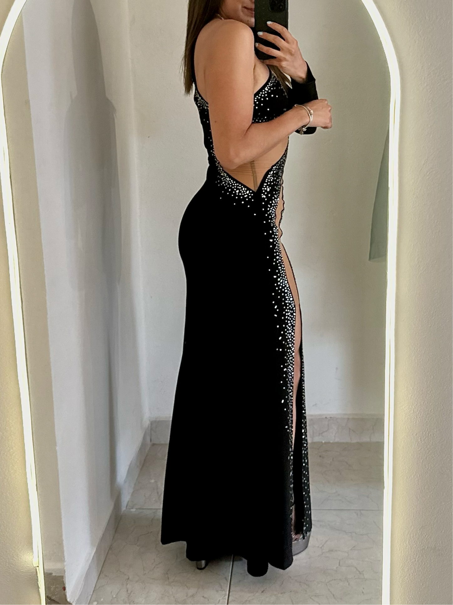 Vestido una manga negro