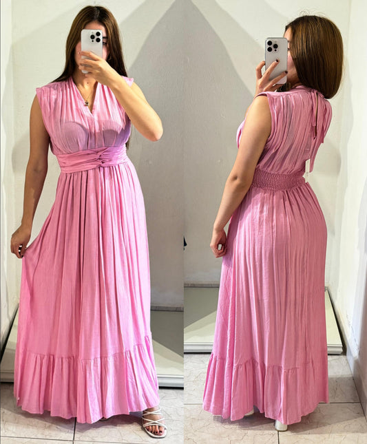 Vestido rosa largo